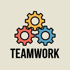 Three Interlocking Gears Teamwork Icon