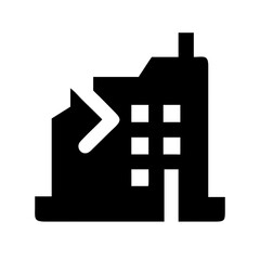 Icon of a damaged building to signify destruction or disrepair
