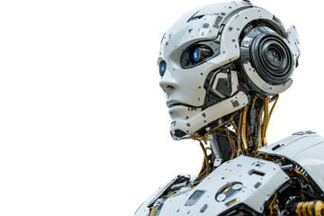 Fototapeta premium Futuristic robot design with sleek metallic features perfect for sci fi themes and advanced tech concepts