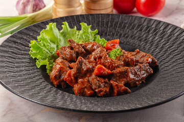 Hungarian goulash with beef meat