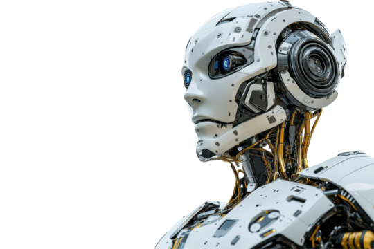 Futuristic robot design with sleek metallic features perfect for sci fi themes and advanced tech concepts