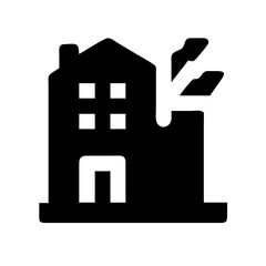 Icon of a damaged building to signify destruction or disrepair