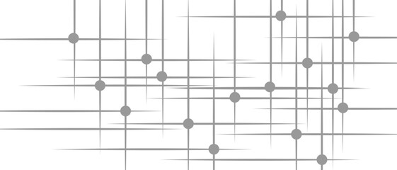 Abstract minimalist geometric pattern with thin grey lines and small grey circular nodes. Digital grid network design on a clean white background. Ideal for digital UI, infographics, or tech