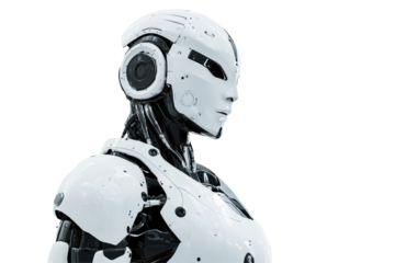 Bold futuristic robot with high tech features perfect for artificial intelligence branding or sci fi artwork