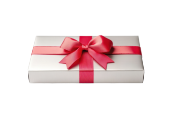 Red ribbon gift box illustration brings warmth and joy to digital invites posters or e cards