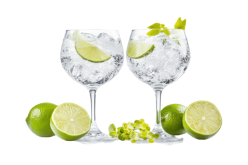 Classic gin and tonic served with fresh lime and ice captures cool elegance in every sip