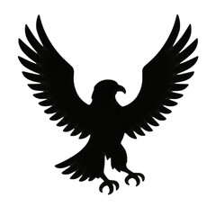 Black silhouette illustration of an eagle with outstretched wings.
