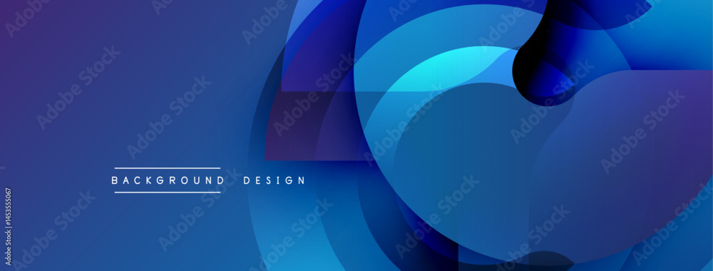 Fototapete Abstract blue layers create dynamic flowing shapes. Modern design, gradient effect, suitable for backgrounds.