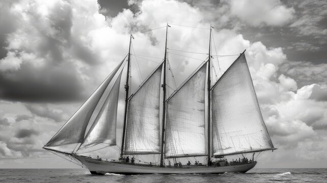Photography sailing boat watercraft monochrome sailboat - Powered by Adobe
