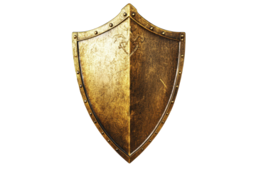 Golden medieval shield represents strength honor and protection perfect for fantasy themes or historical designs