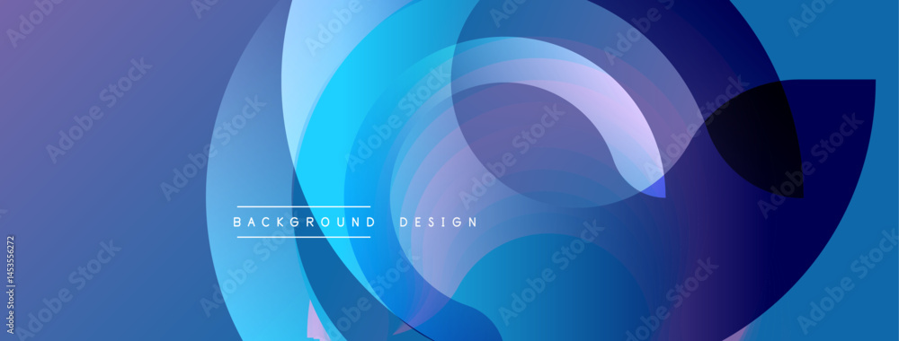 Leinwandbilder Abstract blue design features overlapping circles, gradients. Modern background with text background design centered. Smooth transitions, vibrant colors.