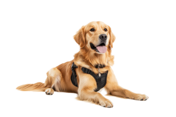 Golden retriever as a service dog shows strength patience and dedication in helping others every day