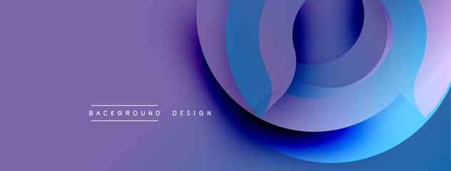Abstract purple, blue layers create flowing shapes. Modern design suitable for backgrounds, presentations, branding materials. Minimalist aesthetic.