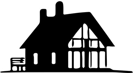illustration of a house in a black background