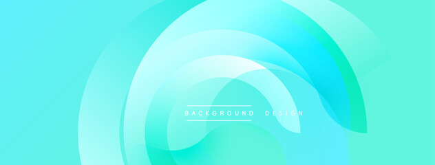 Fototapeta premium Abstract turquoise background. Overlapping circles create flowing shapes, modern design element. Minimalist aesthetic, clean presentation.
