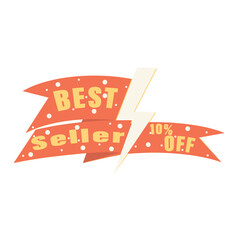 Retro lightning-themed best seller banner with 10% off message, ideal for online sales, marketing campaigns, product highlights, and discount promotions.