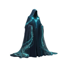 Naklejka premium Enigmatic Figure in Glowing Celestial Robe - Mystical Fantasy Illustration