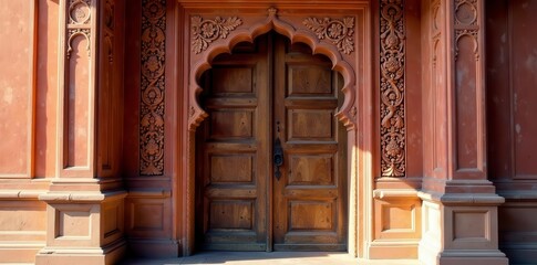 Ornate carved wooden door, City Palace Jaipur, door, entrance