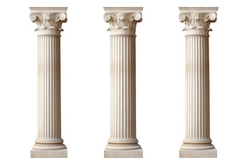 Obraz premium Classic Greek columns captured perfectly on transparent PNG isolated on a clean white background