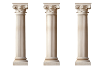 Classic Greek columns captured perfectly on transparent PNG isolated on a clean white background
