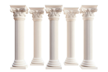 Majestic Greek columns isolated on white background ideal for architectural and design projects