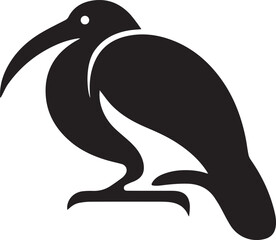 Obraz premium Ibis bird logo design icon silhouette style flat and minimal vector art illustration on a white background.