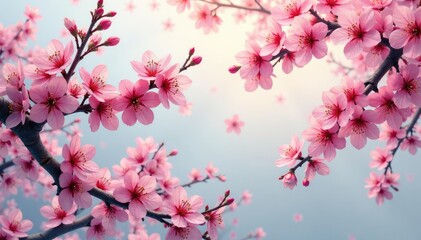 Obraz premium Intricate sakura branch pattern, stylized, vibrant hues , pink, texture