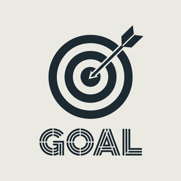 Flat Minimal Target Icon with Arrow and "GOAL" Text