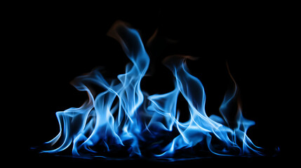 Vibrant blue flames dancing against a dark background, creating a mesmerizing visual display