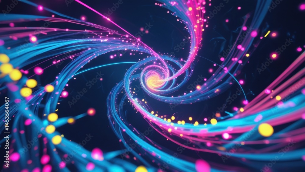 Poster abstract neon lines swirl, creating a dynamic and captivating visual display