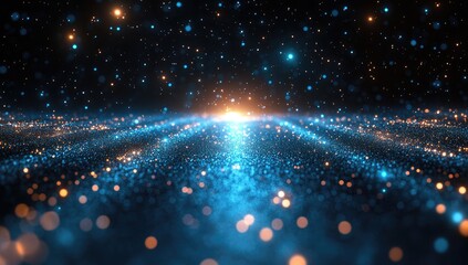 Obraz premium Cosmic expanse of glowing particles in vibrant hues.