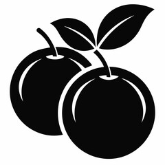 Grape fruits black vector on white background.