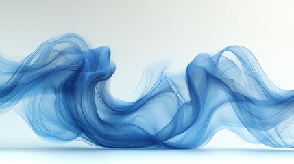 Serene Blue Smoke, Abstract Wave Art Print