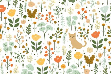 Fototapeta premium Abstract illustration drawing pattern for natural environment flowers vegetation