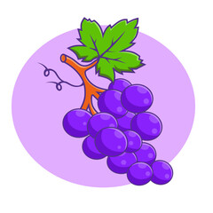 Cartoon illustration of a bunch of grapes.