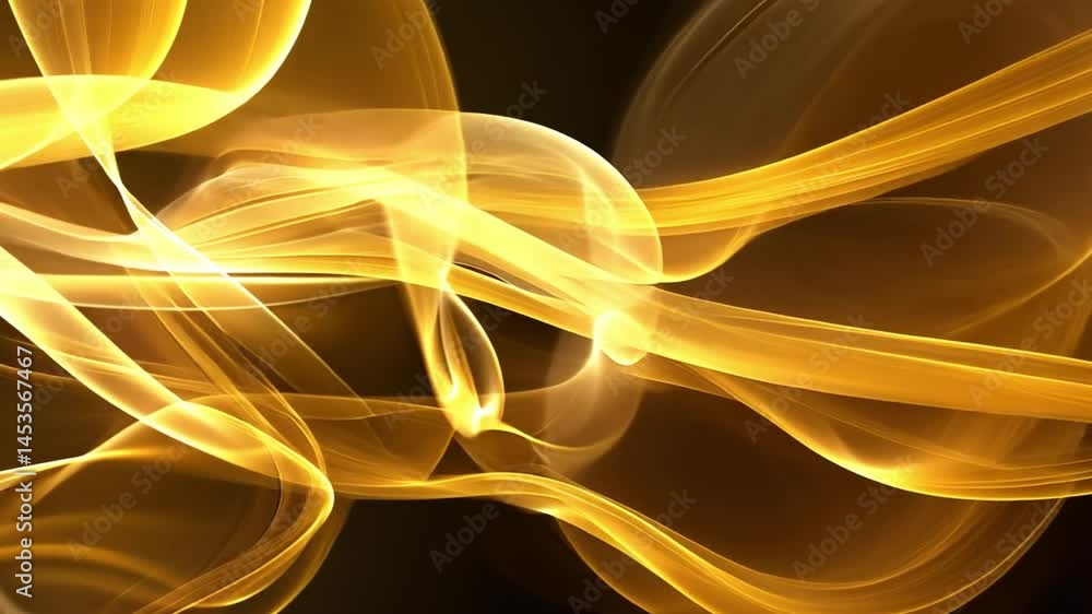 Poster luminous abstract waves golden flow of energy and curves, creating patterns of light against dark ba