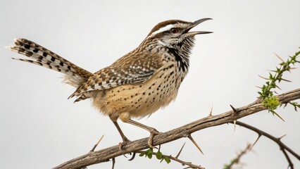 Fototapeta premium Cactus Wren on studio background