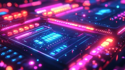 Futuristic electronic music production equipment