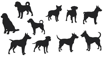 Elegant Dog Silhouettes: A Black & White Collection AI Generated