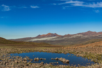 Natural landscapes of Arequipa, Peru. Magnificent views of the Andean mountains, snow-capped...
