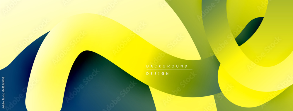 Aufkleber Abstract flowing shapes, yellow, green, blue gradients. Modern design element for backgrounds, presentations. Smooth curves create dynamic composition.