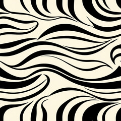 Fototapeta premium Minimalist black line art on soft ivory 