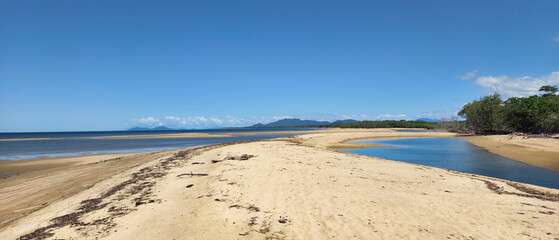 Sandy Beach Merging with Tranquil Sea
