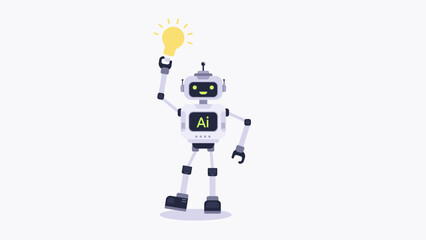 A robot holding light bulb vector