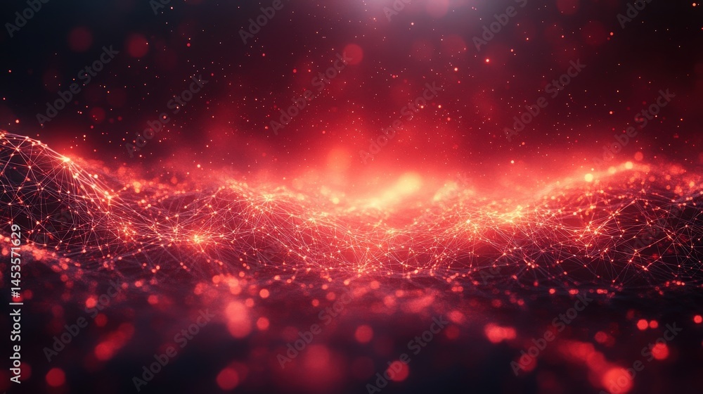 Aufkleber futuristic glowing red network visualization for technology and innovation