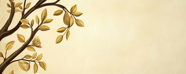 Autumnal Branches on Cream Background