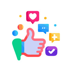 Like Thumbs Up Icon with Social Media Symbols for Apps, Digital Marketing, Website Design, Social Media Dashboards and Online Engagement Analytics