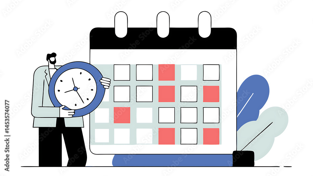 Poster punctuality being on time for appointment or schedule finish work within deadline or timing meeting 