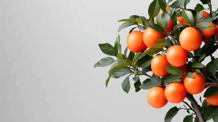 Vibrant Oranges Hanging on a Lush Green Tree in Bright Sunlight