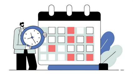 punctuality being on time for appointment or schedule finish work within deadline or timing meeting reminder or time management concept punctual businessman holding clock with precise timing 040525